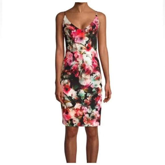 Black Halo Jevette Baily Print Sheath  Floral Dress - Picture 1 of 11